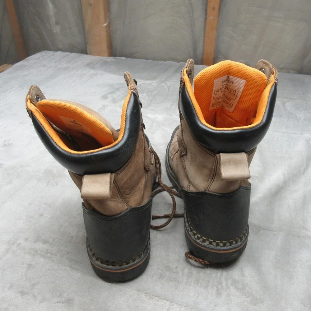 Ridgecut Mens 10W Work Boots Brown Leather Waterproof Steel Toe Utility Rugged‎